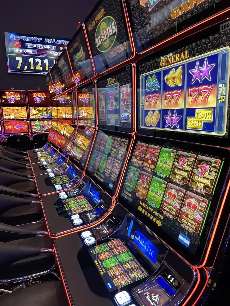 Jackpot displays above the machines at Casino Senator La Joya