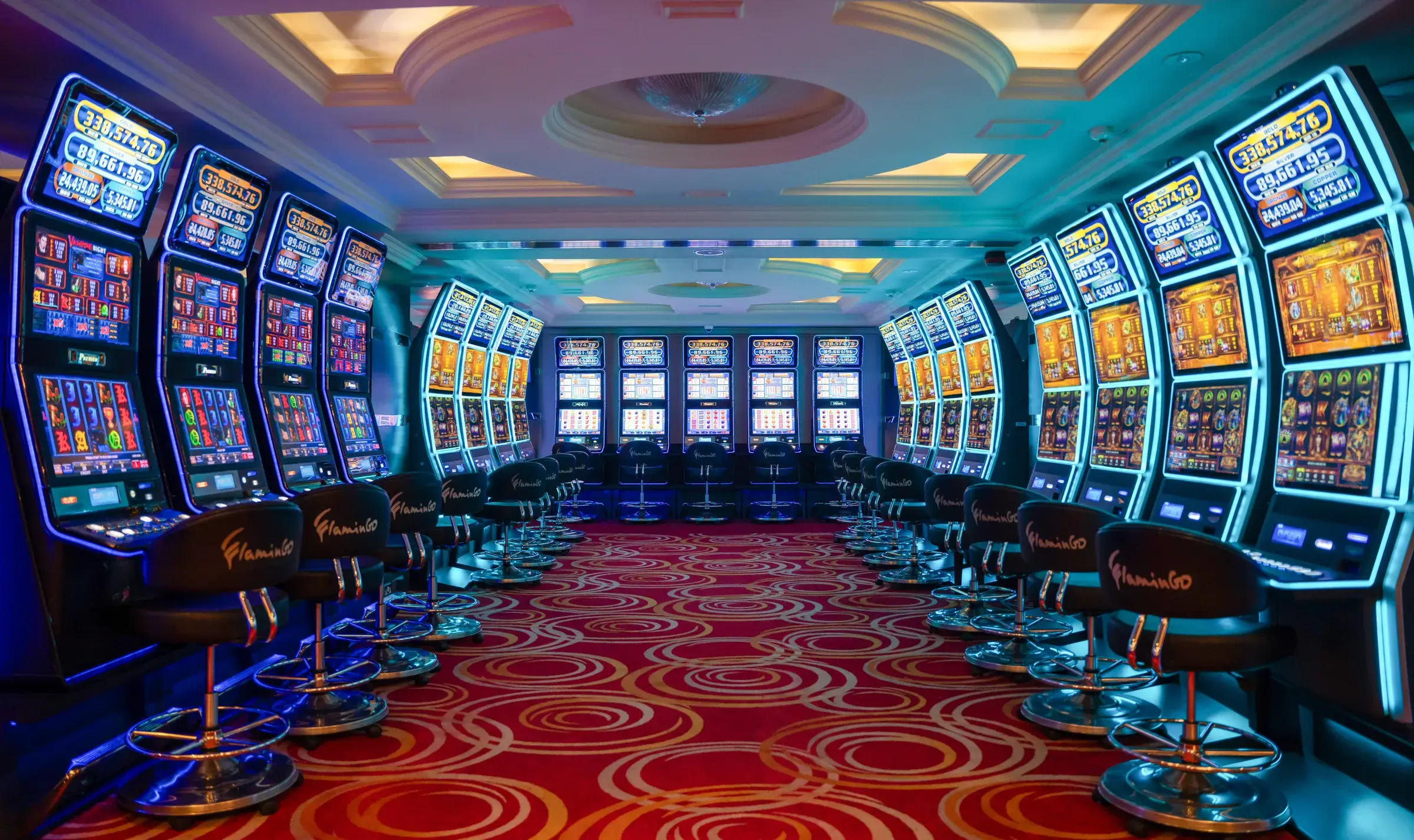 The long slot hall at Casino Flamingo, Nairobi