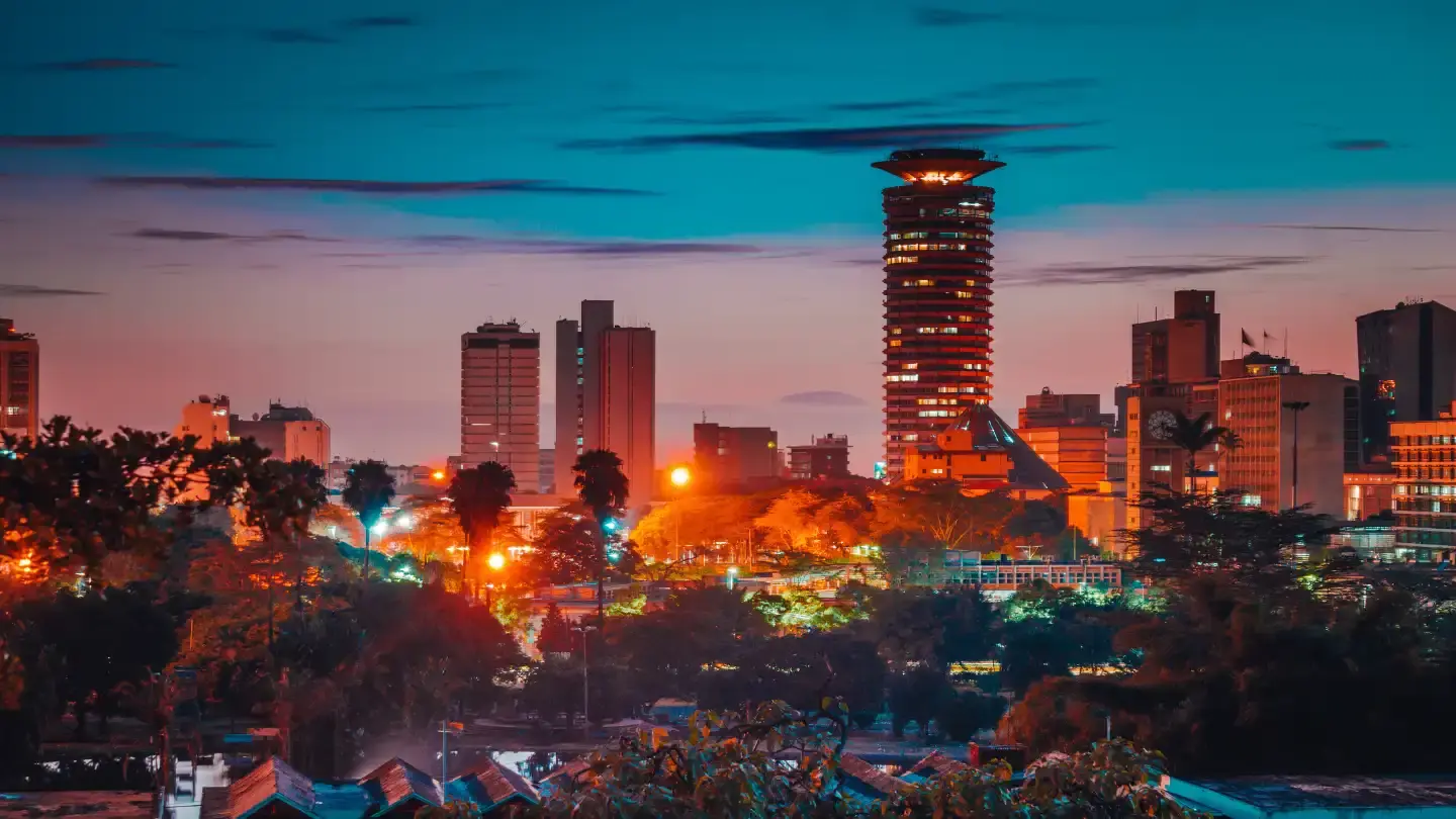 The Nairobi skyline at dusk