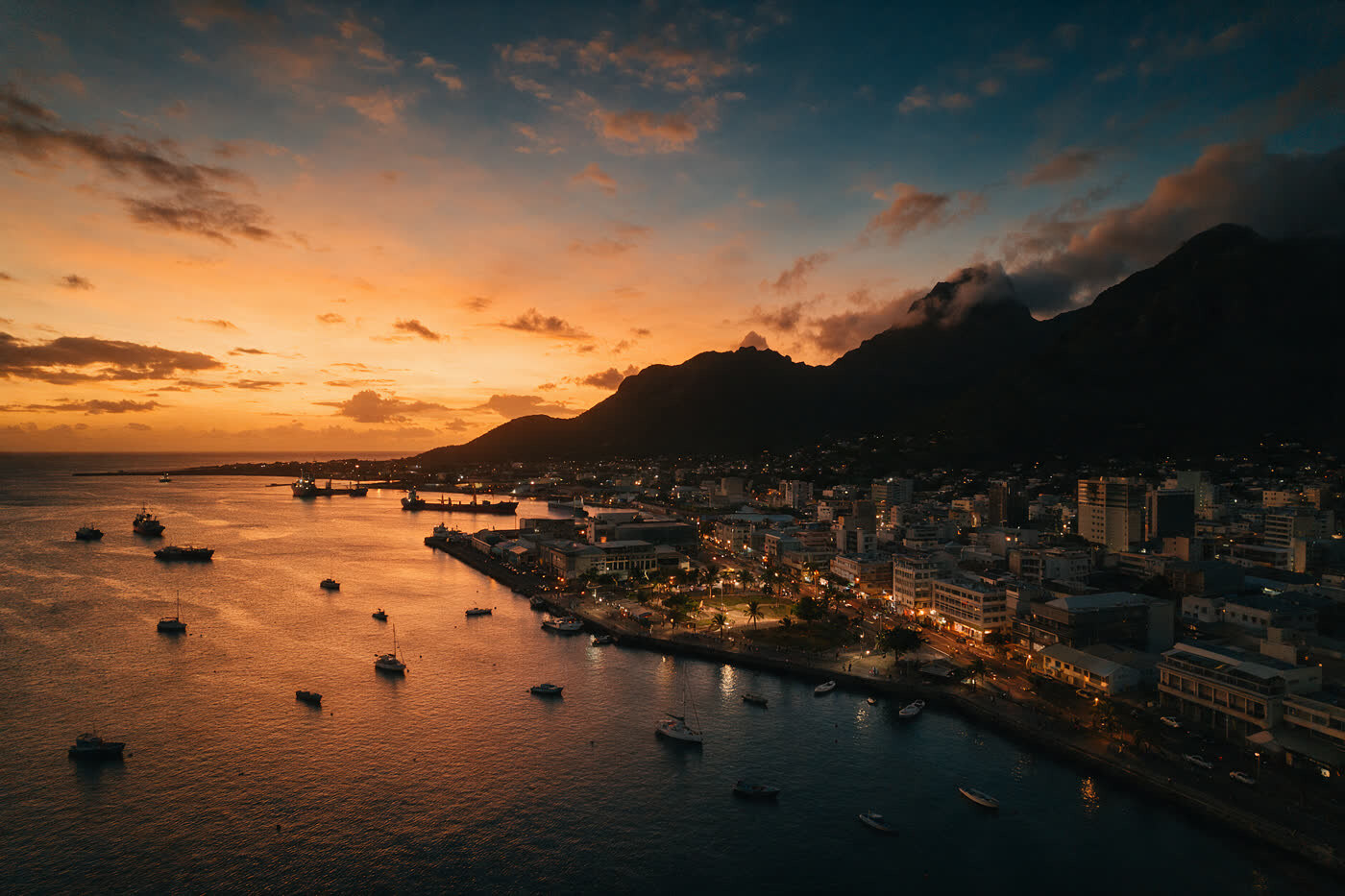 Port Louis at night, Mauritius