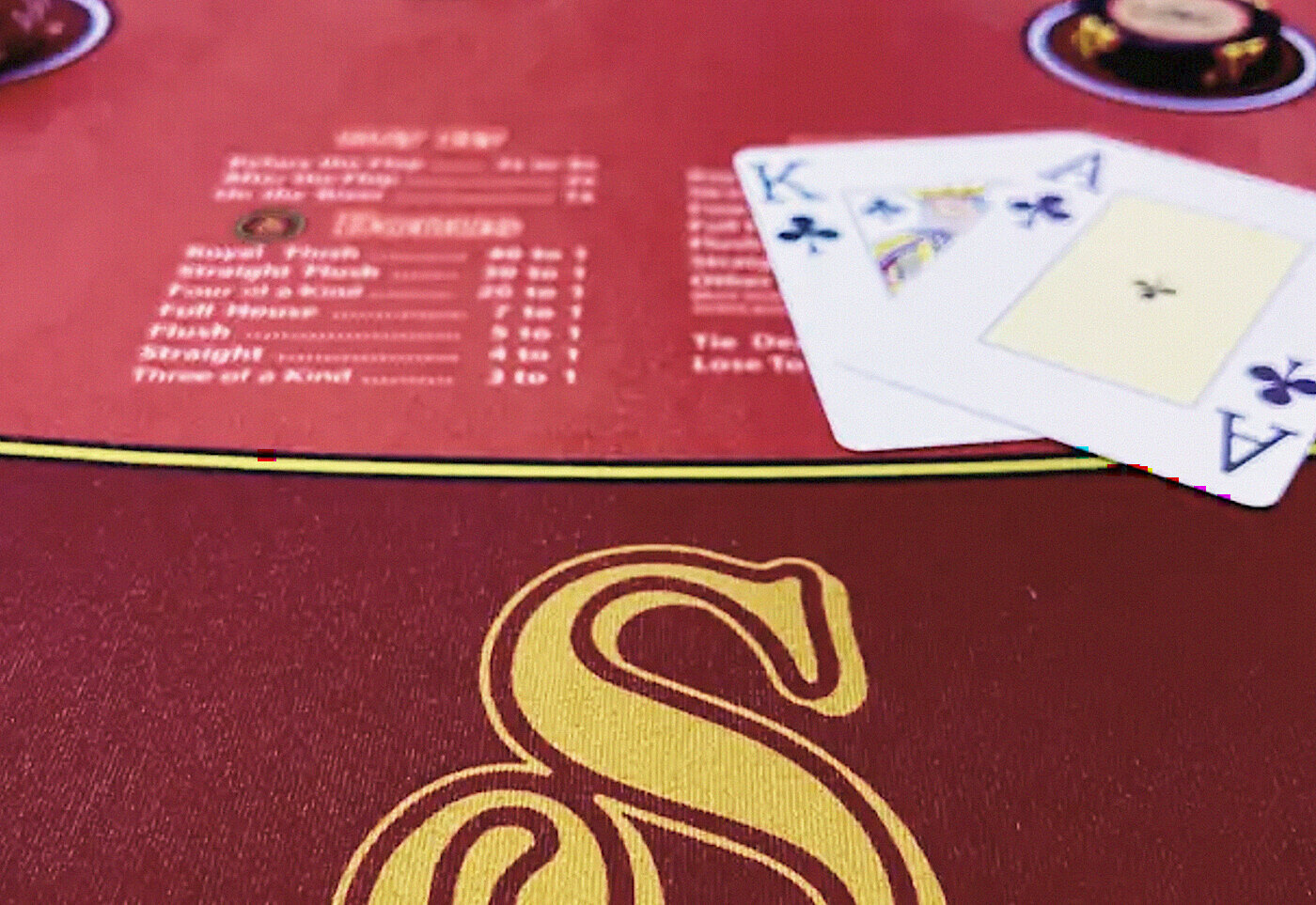 Cards dealt on a live table at Casino Senator La Joya